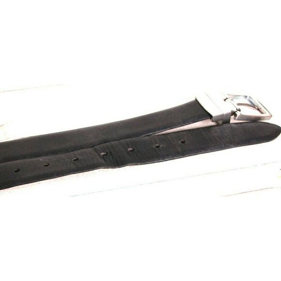 SAFFIANO BLACK BROWN GENUINE LEATHER 1.25"W REVERSIBLE DRESS MEN'S BELT 42 (X10 - Picture 11 of 11